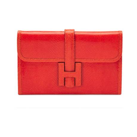 Hermès Mini Jige 20 Clutch Tangerine Orange Varanus, lézard niloticus
