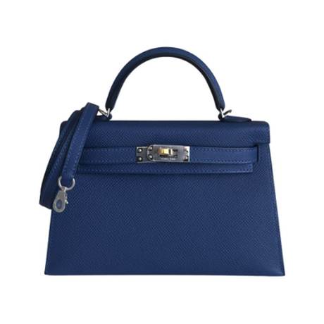 Hermès Mini Kelly 20 II Bleu Tie, Epsom