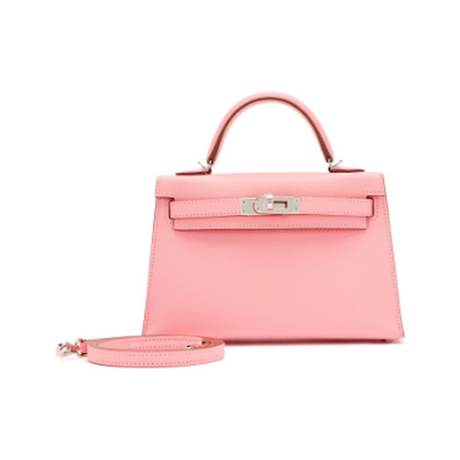 Hermès Mini Kelly 20 II Rose Confetti, Epsom, palladié
