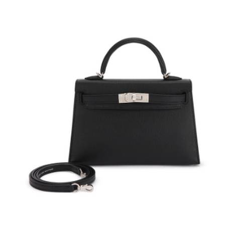 Hermès Mini Kelly II 20 Black, Epsom, palladié
