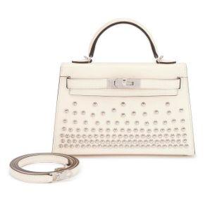 Hermès Mini Kelly II 20 Cream Box clouté, édition limitée