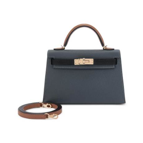 Hermès Mini Kelly II 20 Gris Misty Black & Alezan Tricolor, Epsom, permabrass, édition limitée