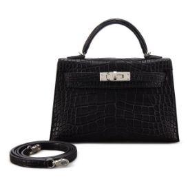 Hermès Mini Kelly II 20 HSS Black & Gris Perle, alligator mat