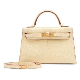 Hermès Mini Kelly II 20 Vanille, alligator mississippiensis, doré