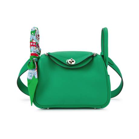 Hermès Mini Lindy 20 2021 & Twilly Menthe Vert Bosphore Verso, Swift, palladié