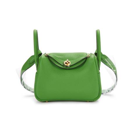 Hermès Mini Lindy 20 2023 OY pr à Vert Yucca, Clémence, doré