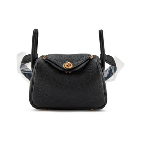 Hermès Mini Lindy 20 Black, Clémence, doré
