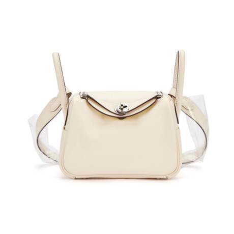 Hermès Mini Lindy 20 Nata & Lime Verso, Swift, palladié