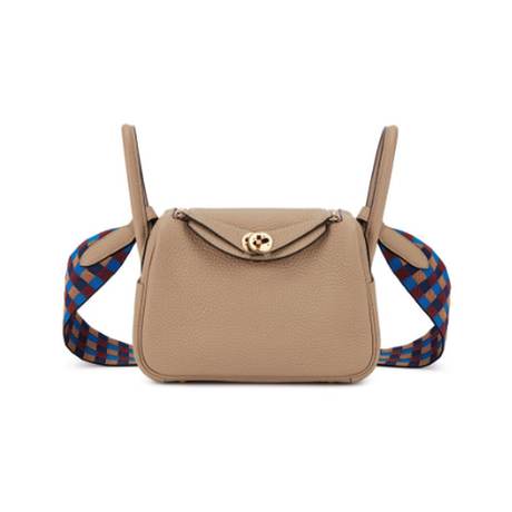 Hermès Mini Lindy 20 Trench & Gris Asphalt Verso, Clémence, doré