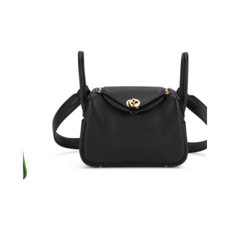 Hermès Mini Lindy Black, Clémence, doré