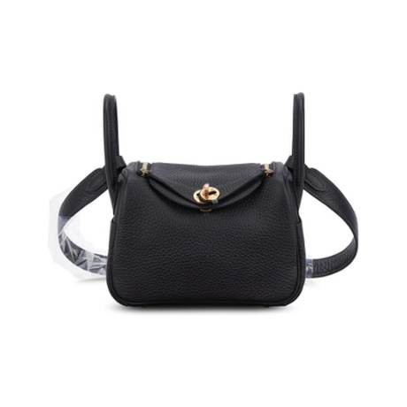 Hermès Mini Lindy II Bleu Nuit, Clémence, doré