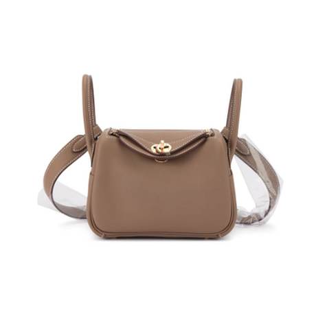 Hermès Mini Lindy II Etoupe, Swift, doré