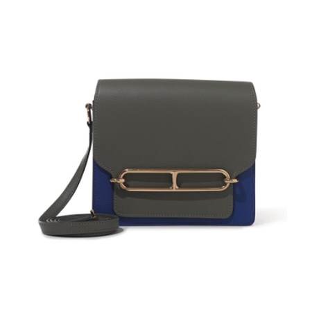 Hermès Mini Roulis 18 Gris Meyer & Blue Royal Verso, Evercolor, doré