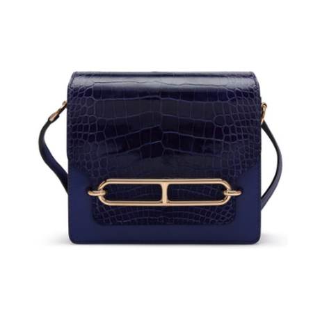 Hermès Mini Roulis Touch 18 Bleu Encre, alligator