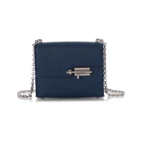 Hermès Mini Verrou 17 Bleu, chèvre Mysore, palladié