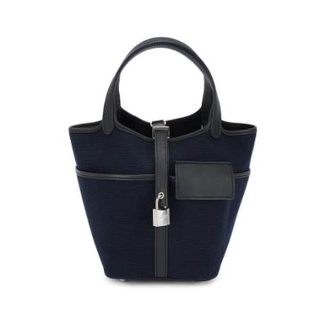 Hermès Picotin Lock 18 Black Bleu Marine Goeland Cargo, Swift & toile, palladié, édition limitée