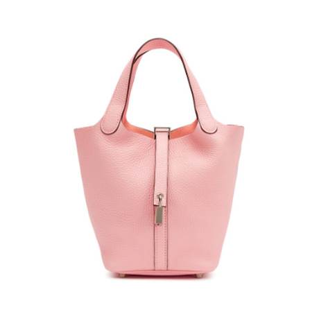 Hermès Picotin Lock 18 Rose Sakura Taurillon, Clémence, palladié