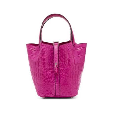 Hermès Picotin Lock 18 Rose Scheherezade, alligator mississippiensis mat, palladié