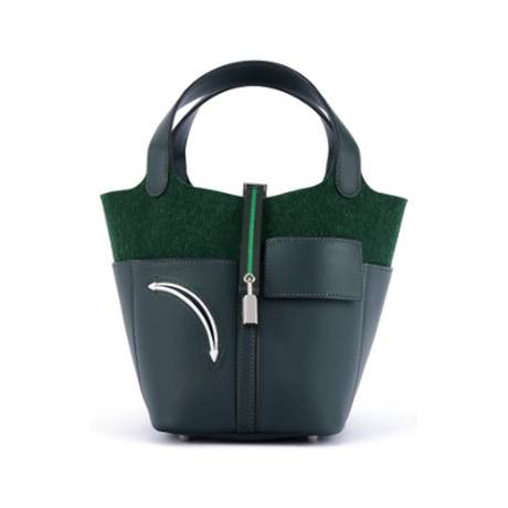 Hermès Picotin Lock 18 Vert Fonce Vert Anglais Feutre, Swift & laine, palladié, édition limitée