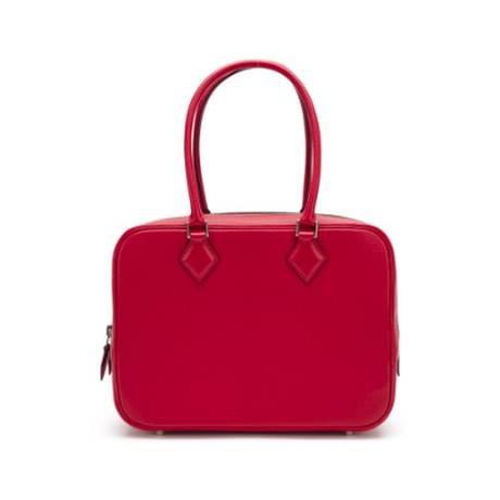 Hermès Plume 28 HSS Rouge Casaque & Gris Perle, chèvre Mysore, palladié