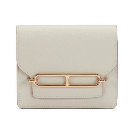 Hermès Roulis Slim Wallet Gris Perle, Evercolor, permabrass