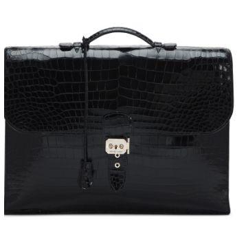 Hermès Sac à Dépêches 41 Vintage Black, crocodile porosus, palladié