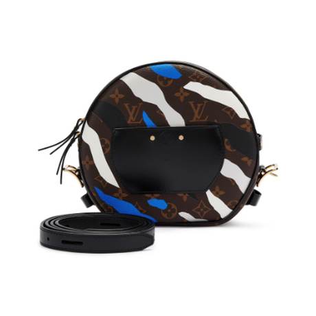 Louis Vuitton Boîte Chapeau MM Go, toile Monogram enduite souple Black Blue White Silver & Brown