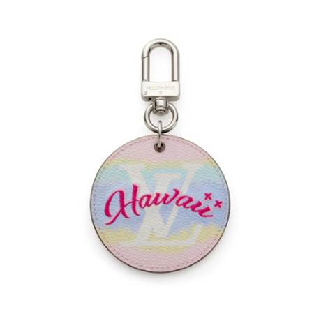 Louis Vuitton Charm & Key Holder, toile Multicolor Escale Hawaii Bag, argenté, édition limitée