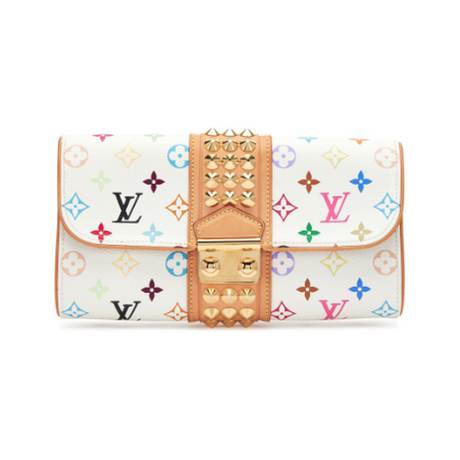 Louis Vuitton Clutch, Monogram Multicolore White Courtney, doré