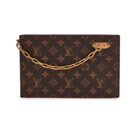 Louis Vuitton Clutch, toile Monogram enduite Brown Chain, doré, Virgil Abloh