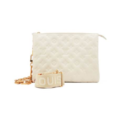 Louis Vuitton Coussin PM, agneau Monogram Cream Puffy, doré