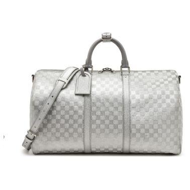 Louis Vuitton Keepall 50 Bandoulière « Silver Glitter » Damier, Virgil Abloh, argenté