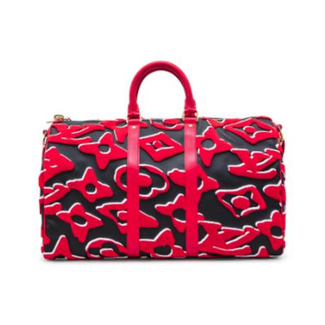 Louis Vuitton Keepall Bandoulière 45, toile Monogram tufté Red White & Black LVxUF, doré