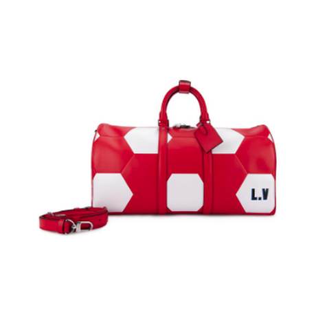 Louis Vuitton Keepall Bandoulière 50, Épi FIFA Red & White FIFA World Cup, argenté, édition limitée