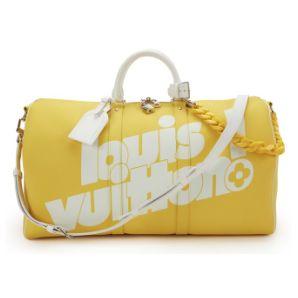 Louis Vuitton Keepall Bandoulière 50 « Everyday LV », cuir Yellow, Virgil Abloh, argenté