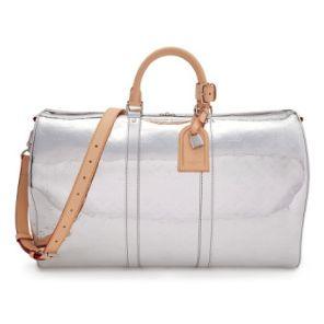 Louis Vuitton Keepall Bandoulière 50 « Mirror », toile Monogram Silver, Virgil Abloh