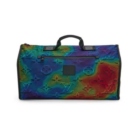 Louis Vuitton Keepall Bandoulière 50, nylon Monogram réversible Multicolor 3D 2054, Virgil Abloh