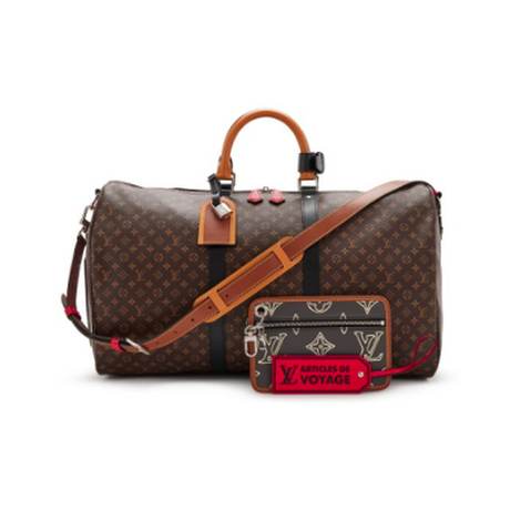 Louis Vuitton Keepall Bandoulière 50, toile Monogram enduite patchwork Mini, argenté, Virgil Abloh