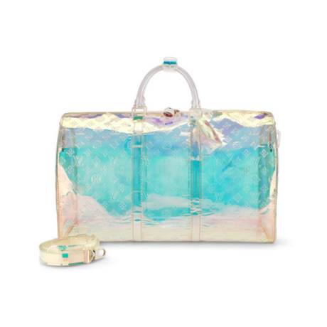 Louis Vuitton Keepall Bandoulière 50 White, PVC Monogram irisé Virgil Abloh Prism, édition limitée