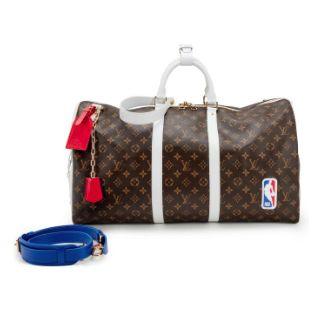 Louis Vuitton Keepall Bandoulière 55 « NBA », toile Monogram Brown & White, doré