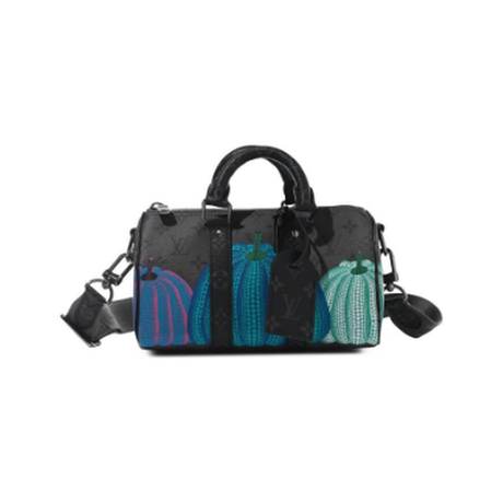 Louis Vuitton Keepall Bandoulière, toile Kusama Monogram Eclipse Reverse enduite Pumpkin