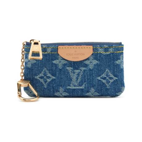 Louis Vuitton Key Pouch, denim Monogram Blue, doré