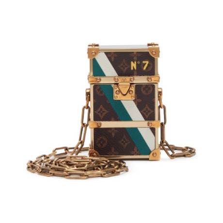 Louis Vuitton Malle Box Pouch avec chaîne, toile Monogram Brass Loeil, doré
