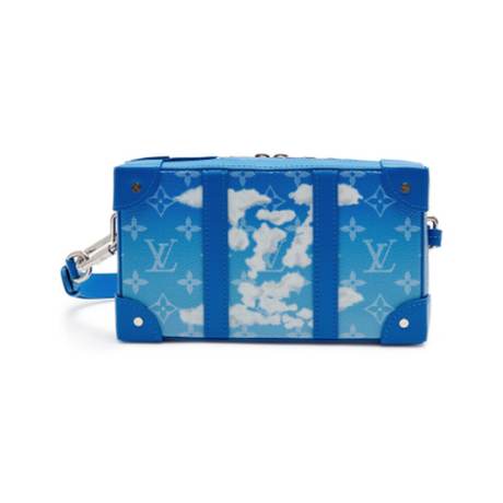 Louis Vuitton Malle Wallet, toile Monogram enduite souple Blue & White Clouds, argenté, Virgil Abloh