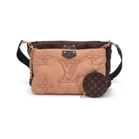 Louis Vuitton Maxi Multi Pochette Accessoires, nylon Monogram Beige & Green Econyl!, doré