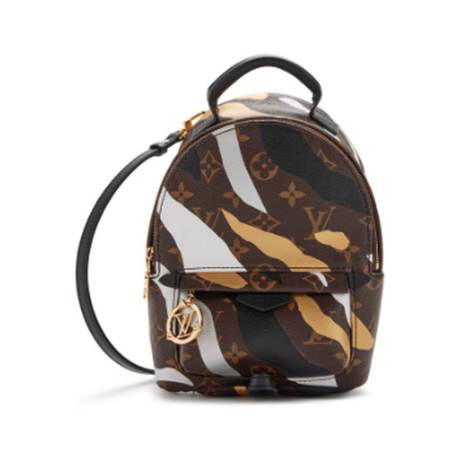 Louis Vuitton Mini Palm Springs Sac à dos, toile Monogram Multicolor League of Legends, doré