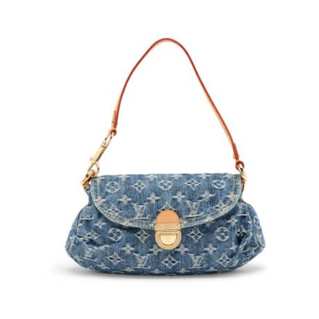Louis Vuitton Mini Pleaty, denim Monogram Blue, doré