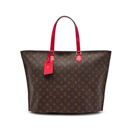 Louis Vuitton MM, cuir & toile Ebene Monogram enduite Red & All-In, doré