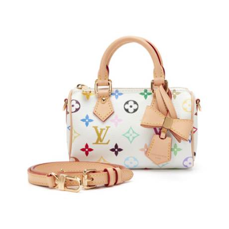 Louis Vuitton Nano Speedy, toile Murakami Multicolore Monogram enduite White, doré