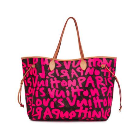 Louis Vuitton Neverfull GM, toile Sprouse Monogram graffiti enduite Pink, doré